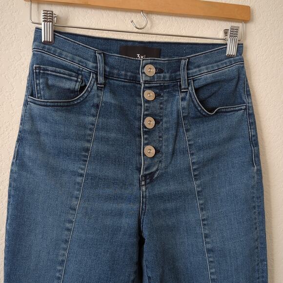 3x1 NYC Womens Jeans Button Fly Size 27 Boot Straight High Rise Patchwork - Picture 2 of 6